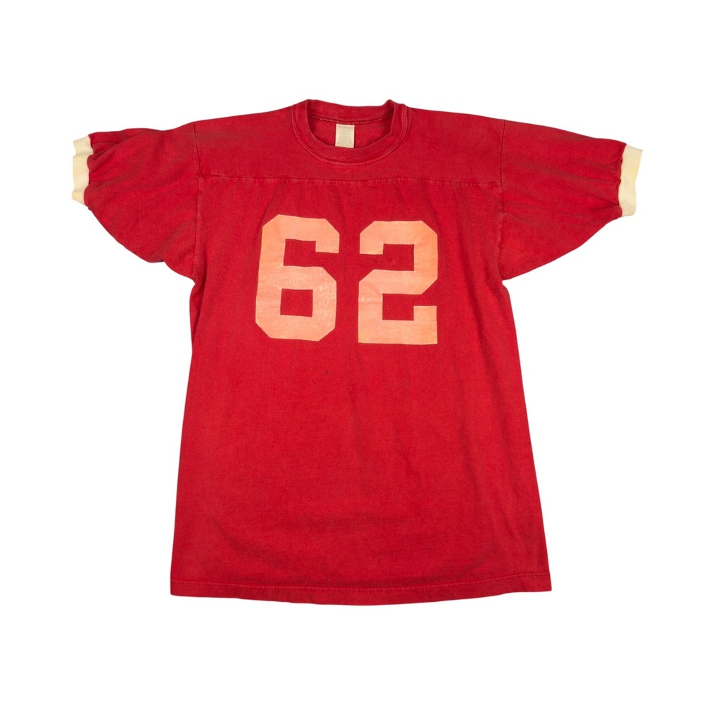 Vtg 70s Jersey's Inc Football Jersey L Fits S/M Red 100% Cotton Practice Shirt